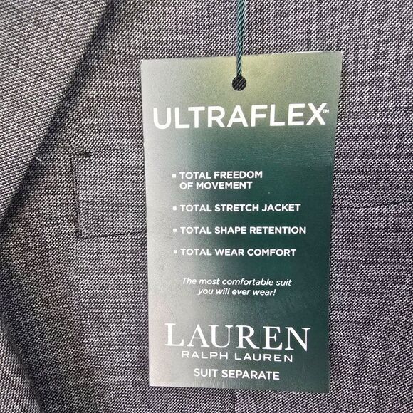 NWT Lauren Ralph Lauren Ultraflex 100% Wool Gray Sport Coat Blazer 46L - Picture 8 of 16